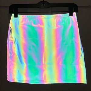 Dolls Kill Reflective Rainbow Skirt